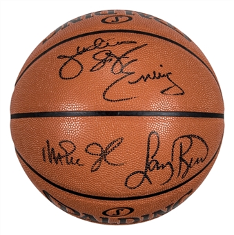 Magic Johnson, Larry Bird & Julius Dr. J Erving Multi Signed Spalding Basketball (PSA/DNA)
